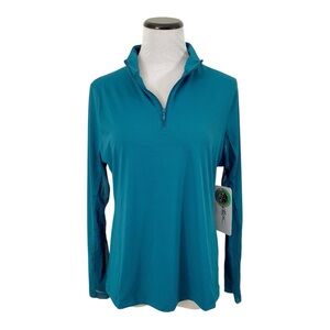 Gottex Athletic Lightweight 1/4 Zip Top Sz M Peacock Green Activewear